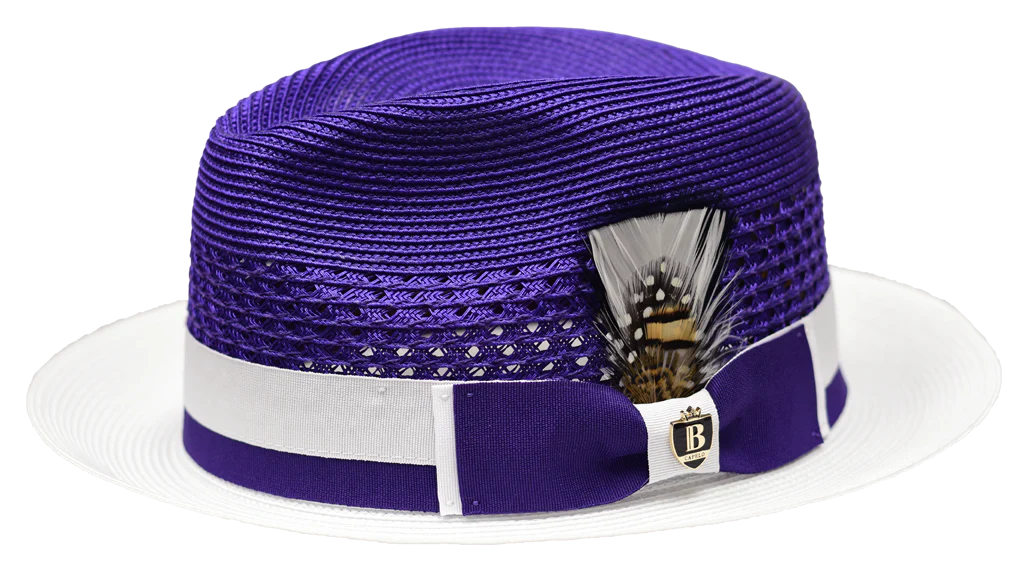 Belvedere 2 Tone Straw Fedora by Bruno Capelo