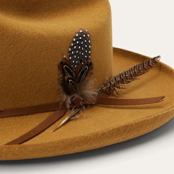 極美品 STETSON BIG FEATHER OPEN CROWN SE573 Smith - Stetson Fur Felt Open Crown Western Hat