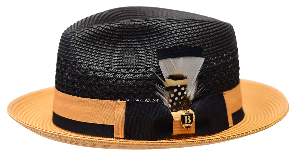 Belvedere 2 Tone Straw Fedora by Bruno Capelo