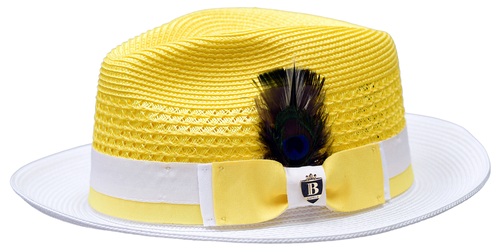 Belvedere 2 Tone Straw Fedora by Bruno Capelo