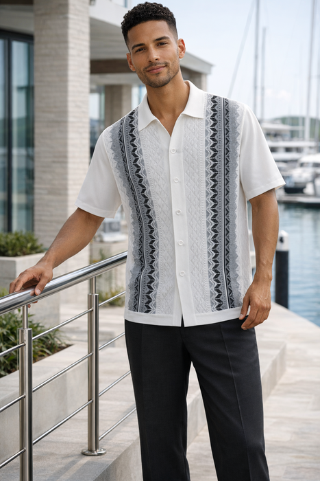 21012 Knit Front Walking Suit Set by Silversilk