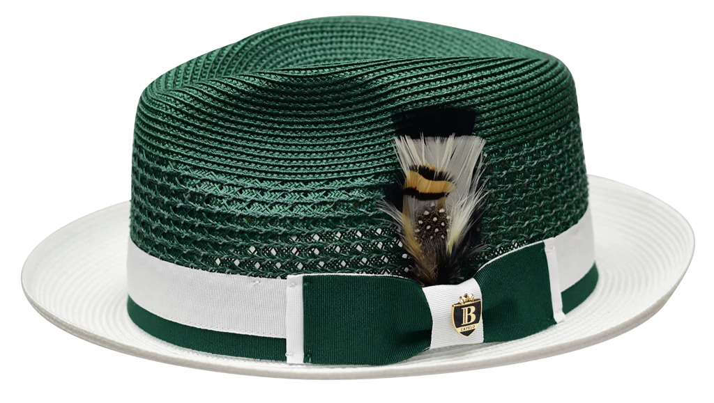 Belvedere 2 Tone Straw Fedora by Bruno Capelo