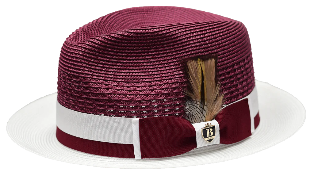 Belvedere 2 Tone Straw Fedora by Bruno Capelo