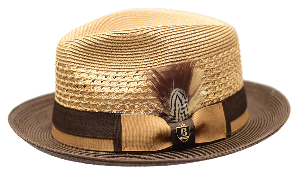 Belvedere 2 Tone Straw Fedora by Bruno Capelo