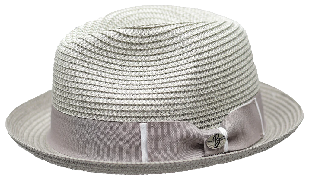Gino Narrow Brim Braid Straw Fedora by Bruno Capelo