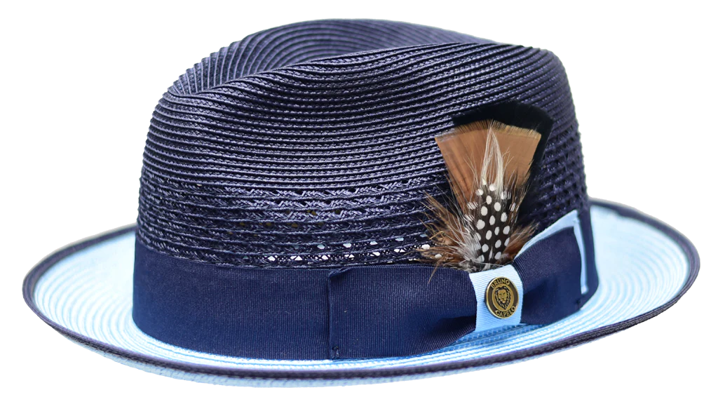 Men's Straw Two-Tone Pork Pie Fedora Hat by Bruno Capelo — Levine