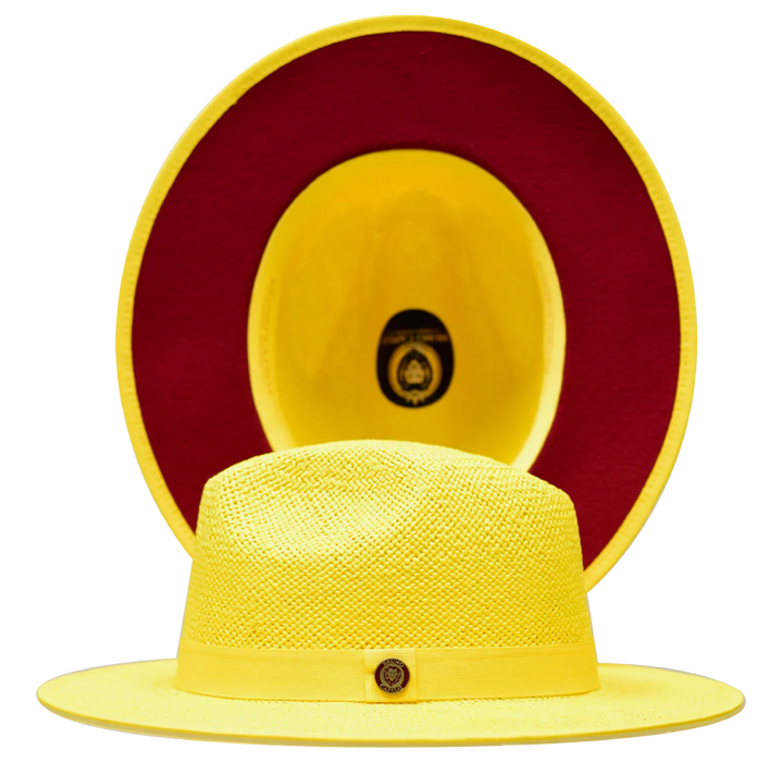 Kingdom Color Bottom Wide Brim Straw Fedora by Bruno Capelo