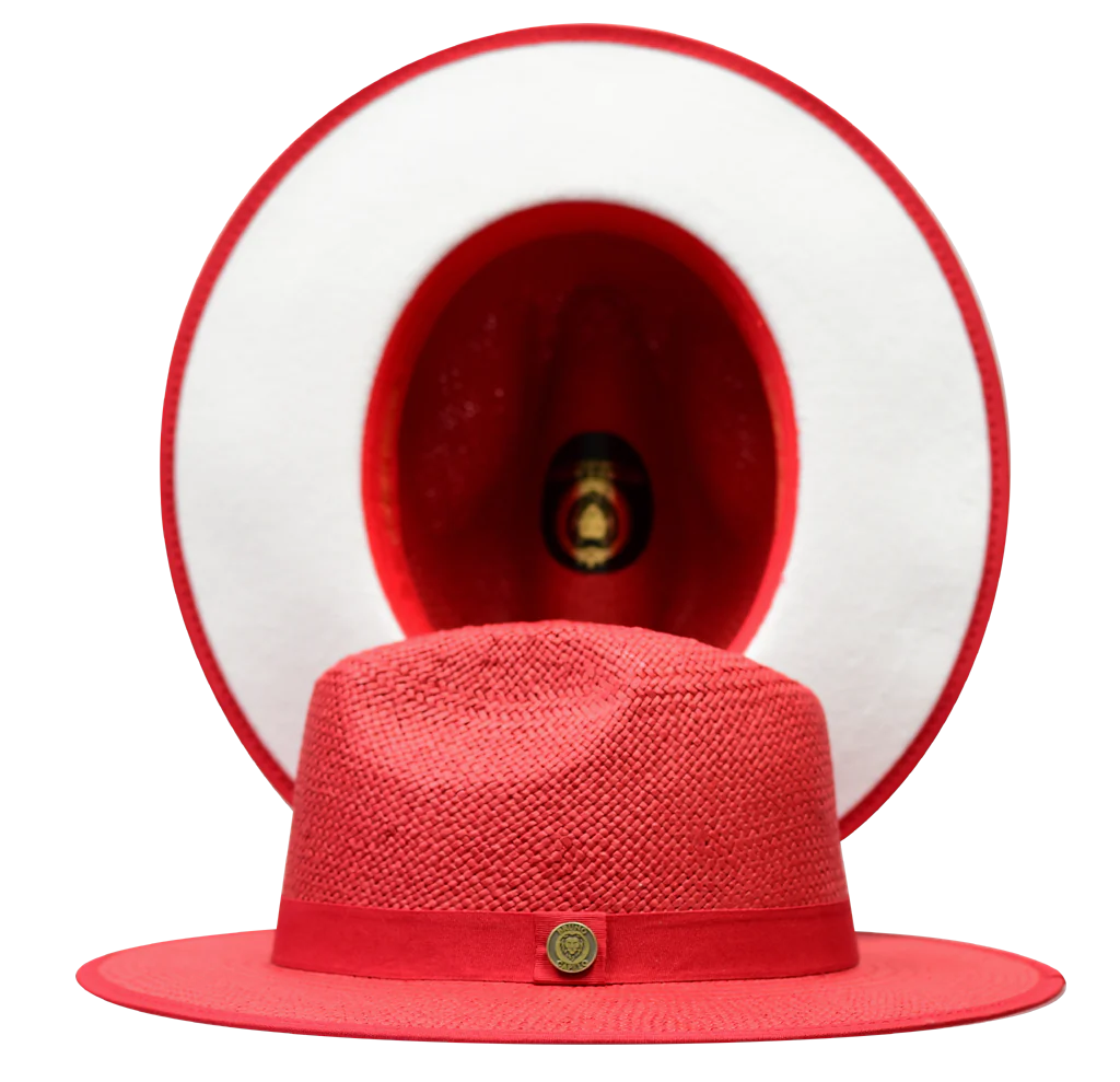 Kingdom Color Bottom Wide Brim Straw Fedora by Bruno Capelo