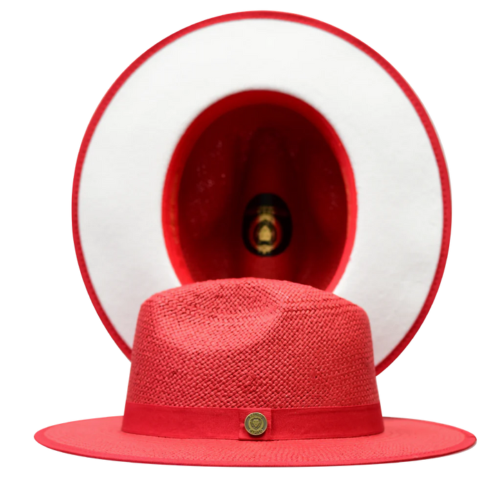 Kingdom Color Bottom Wide Brim Straw Fedora by Bruno Capelo