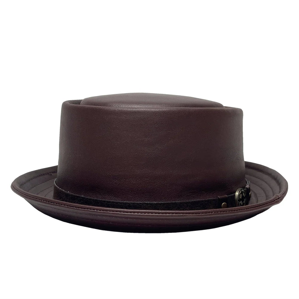 Black leather pork pie hat shop