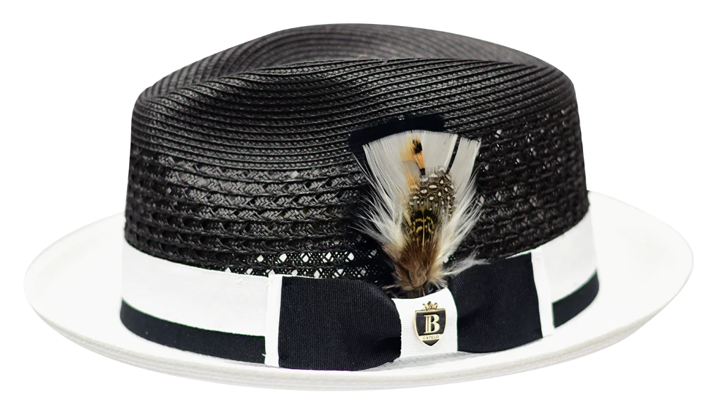 Belvedere 2 Tone Straw Fedora by Bruno Capelo