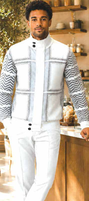 31006 Full-Zip Suede Embroidered Sweater by Silversilk