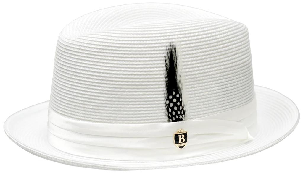 Roman Narrow Snap Brim Braid Straw Fedora by Bruno Capelo