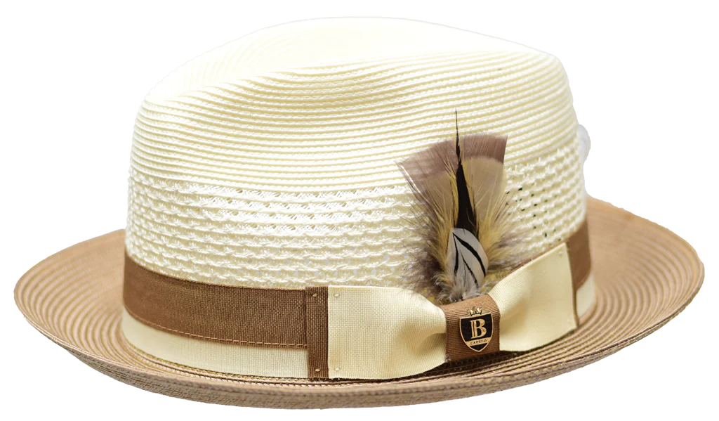 Belvedere 2 Tone Straw Fedora by Bruno Capelo