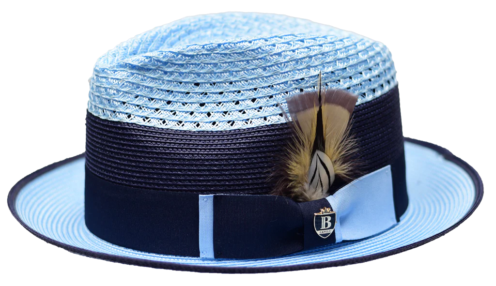 Park Ave Two Tone Straw Fedora by Bruno Capelo