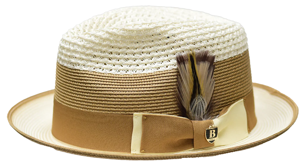 Park Ave Two Tone Straw Fedora by Bruno Capelo
