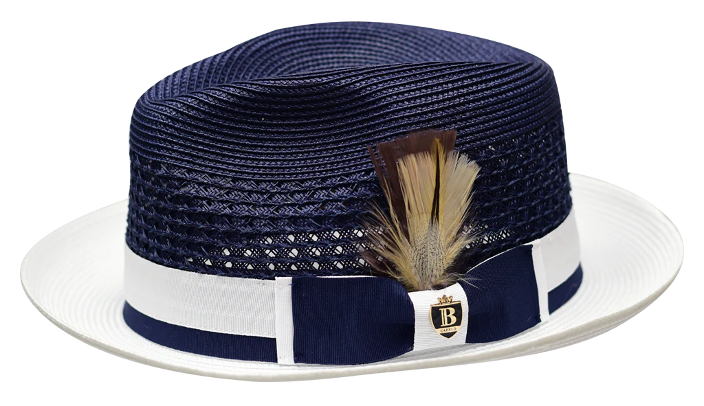 Belvedere 2 Tone Straw Fedora by Bruno Capelo