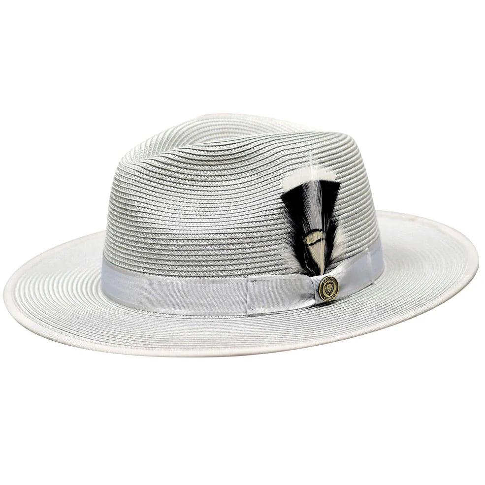 Michaelangelo Wide Brim Straw Fedora Hat by Bruno Capelo Levine