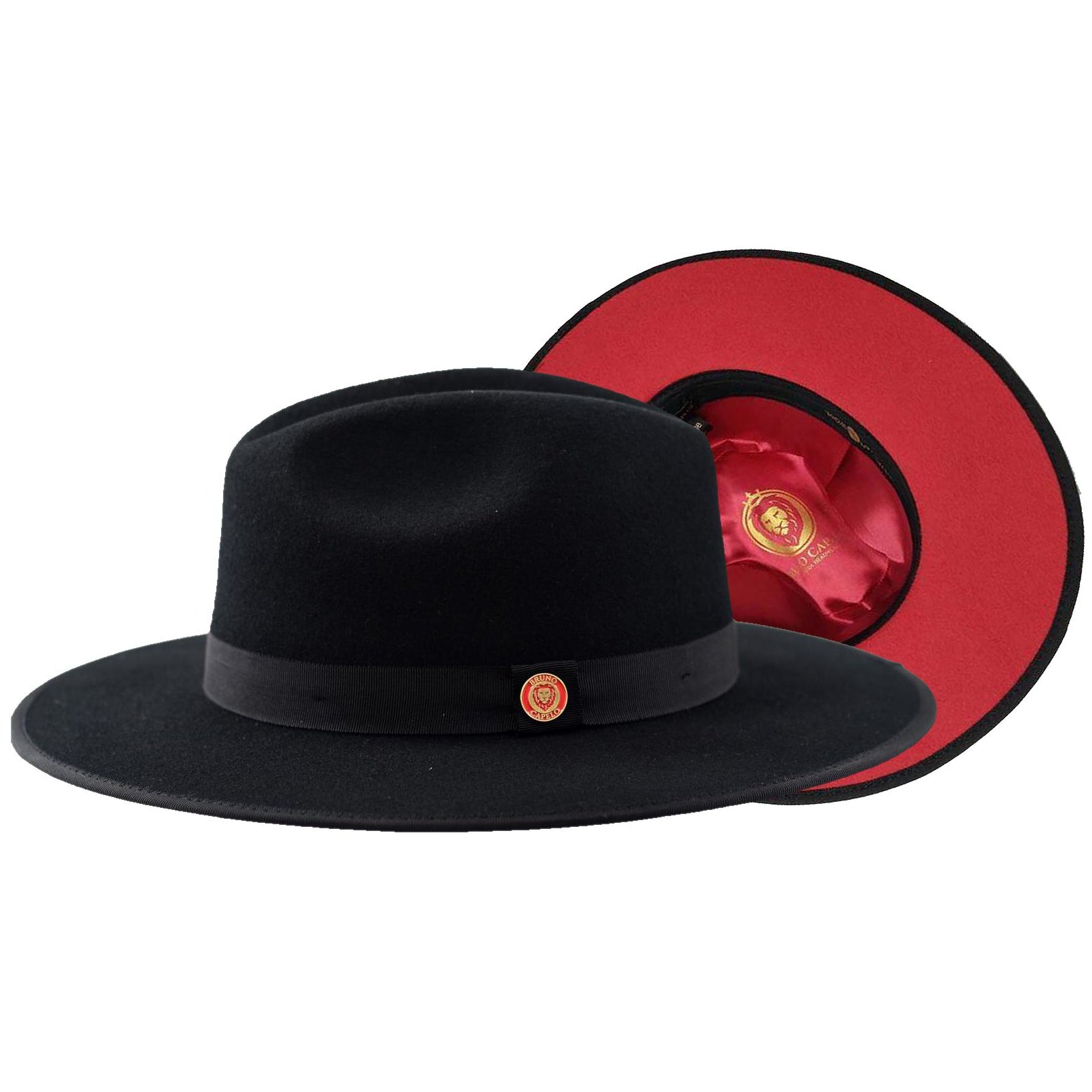 Monarch Color Bottom Wide Brim Fedora by Bruno Capelo Black / L