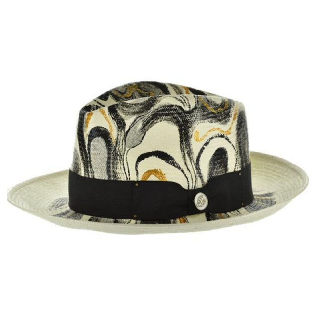 Monte Carlo Hand Painted Straw Fedora by Steven Land
