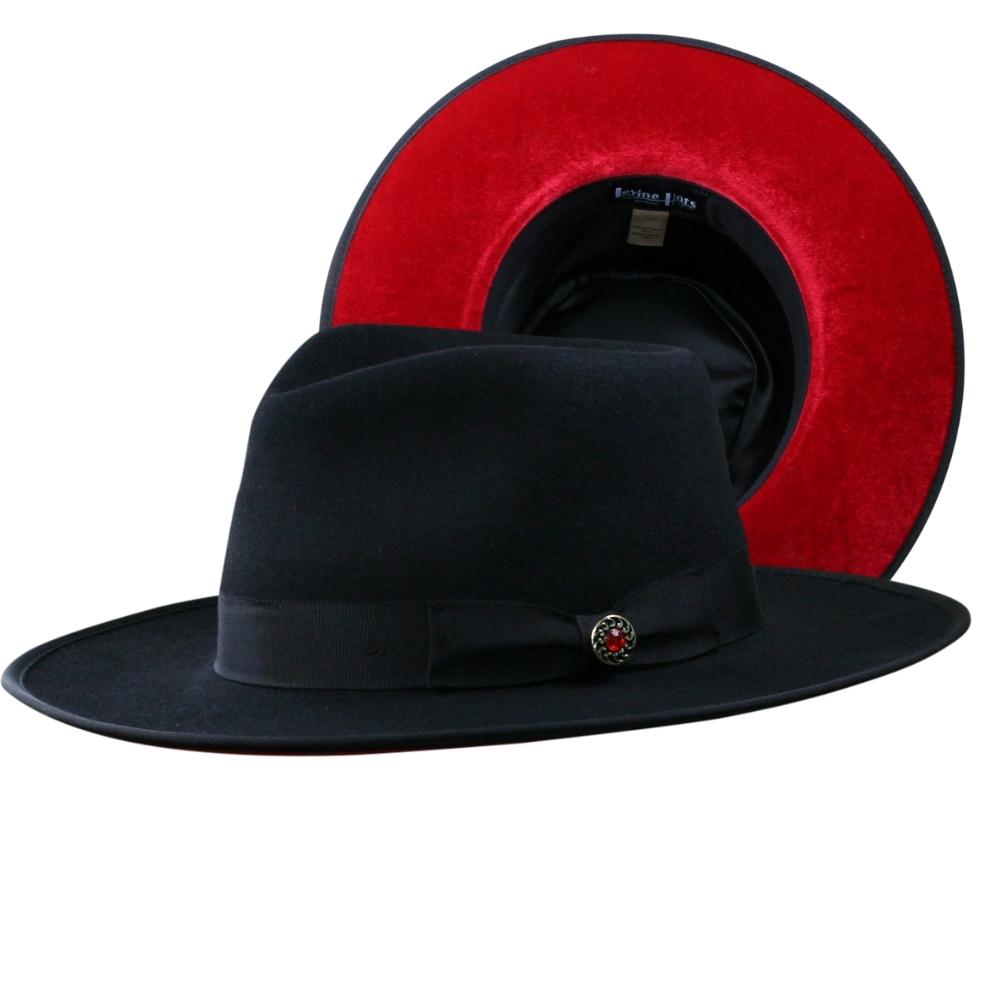 Straw Fedora Hats Mens Red Bottom Hats Rosso Velvet Red Bottom Wide Brim Wool Fedora By Levine Hat